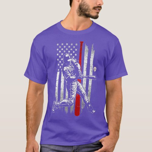 Baseball American USA flag Patriotic Vintage Baseb T_Shirt