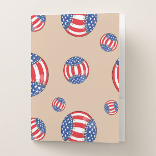 Baseball and American Flags Pocket Folder