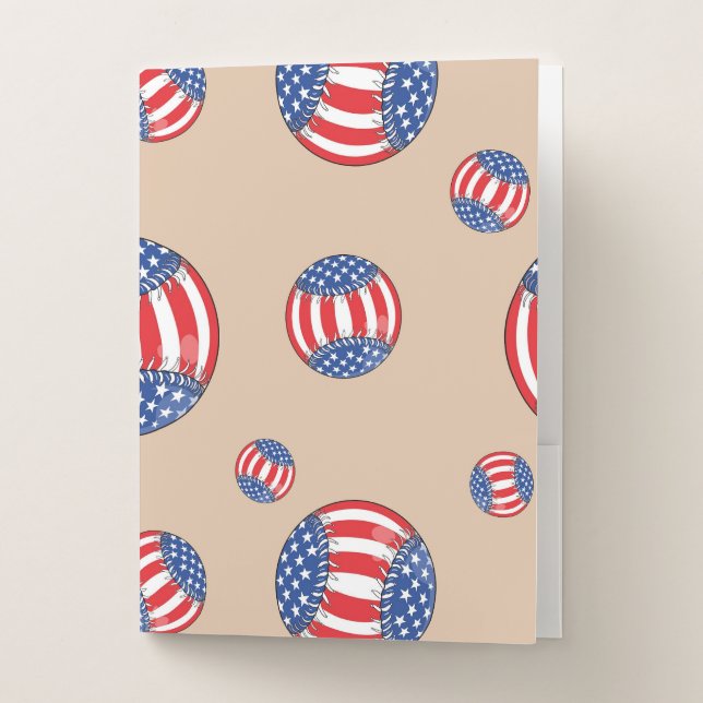 Baseball and American Flags Pocket Folder (Front)