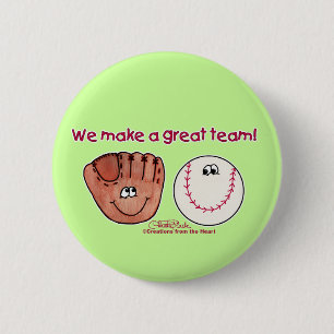 Baseball and Baseball Glove Team Button