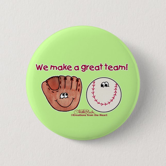 Baseball and Baseball Glove Team Button (Front)