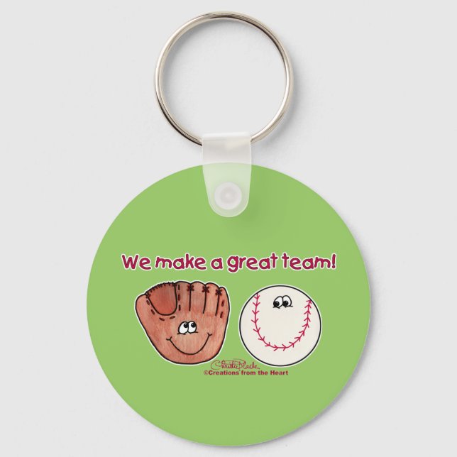 Baseball and Baseball Glove Team Keychain (Front)