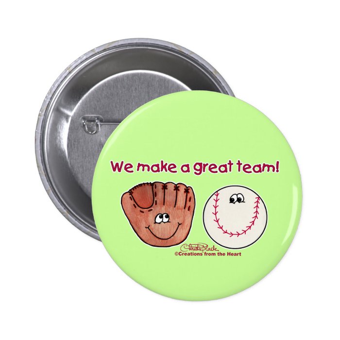 Baseball and Baseball Glove Team Pinback Button