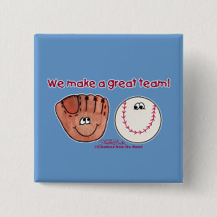 Baseball and Baseball Glove Team Pinback Button