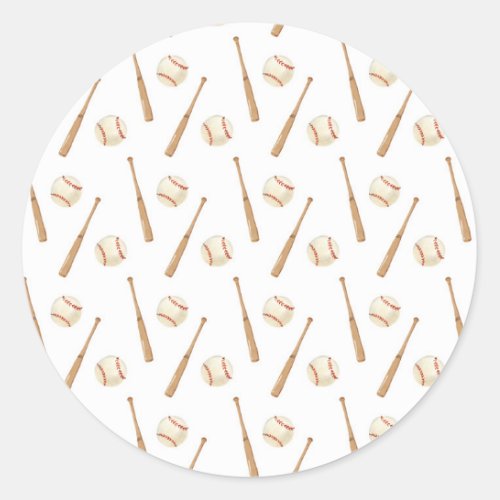 Baseball and Bat Classic Round Sticker