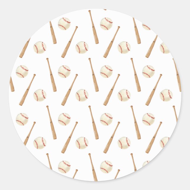 Baseball and Bat Classic Round Sticker (Front)