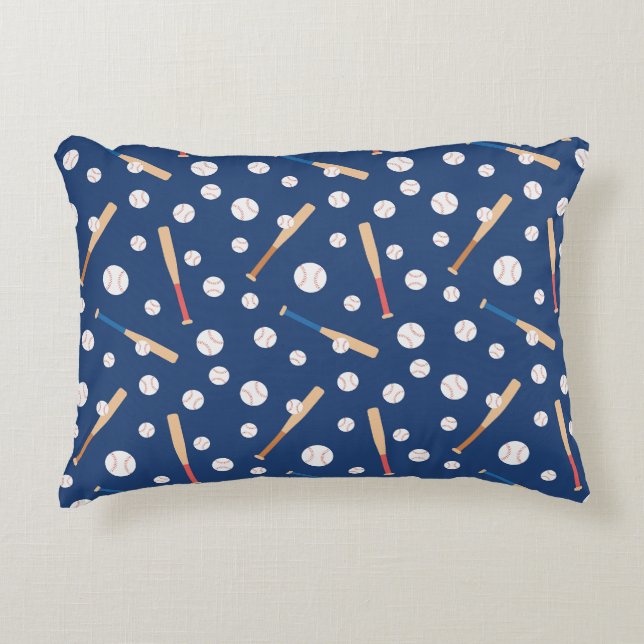 Baseball and Bat Sports Pattern Accent Pillow (Front)