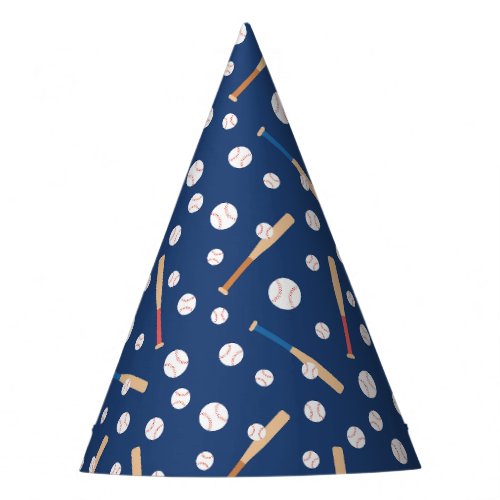 Baseball and Bat Sports Pattern Birthday Party Hat