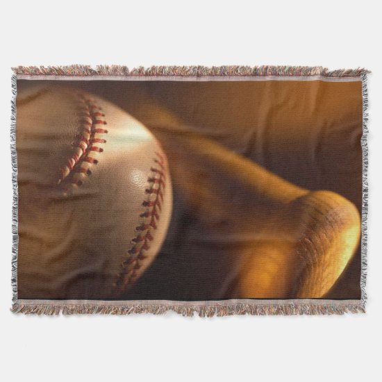 Baseball and Bat Throw Blanket
