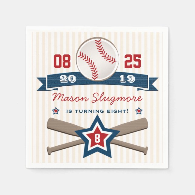 BASEBALL AND BATS BIRTHDAY NAPKINS (Front)