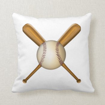Baseball And Crossed Bats Throw Pillow by tjssportsmania at Zazzle