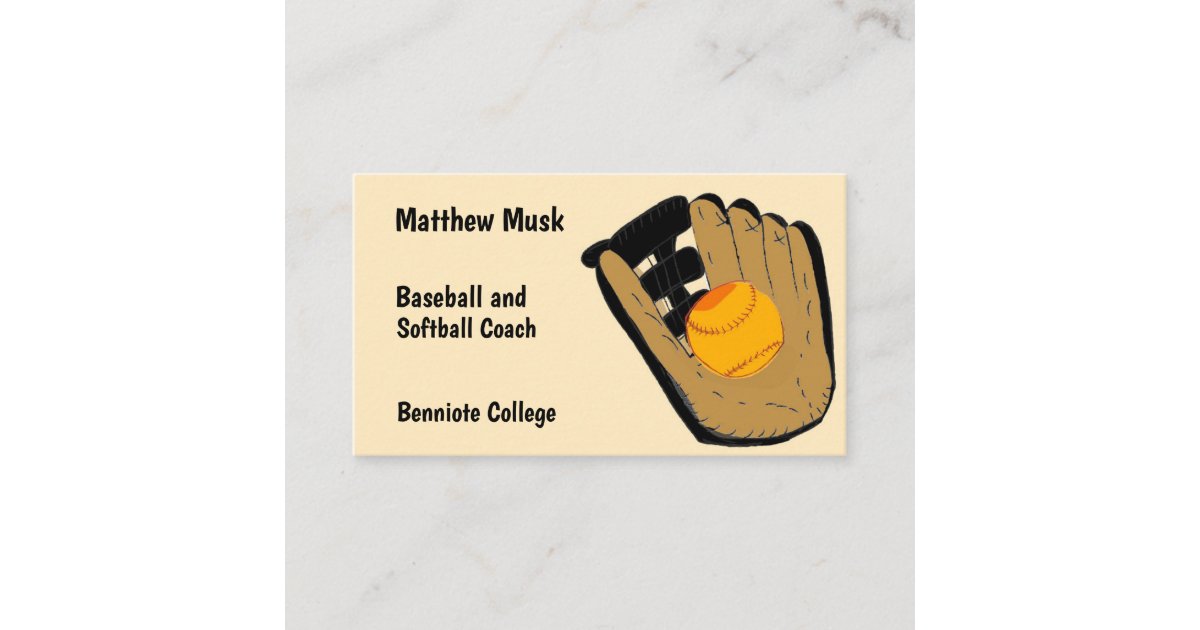 Baseball and Glove Business Card Zazzle