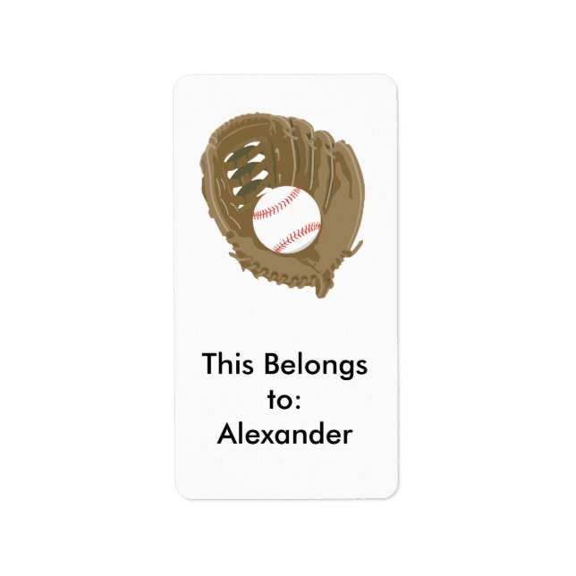 baseball and glove mitt label (Front)