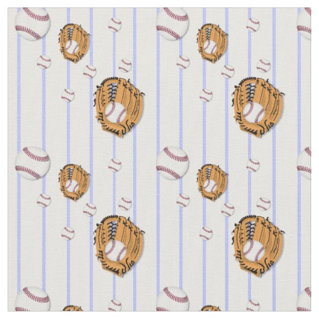 Baseball and Glove Pattern Fabric (Close Up)