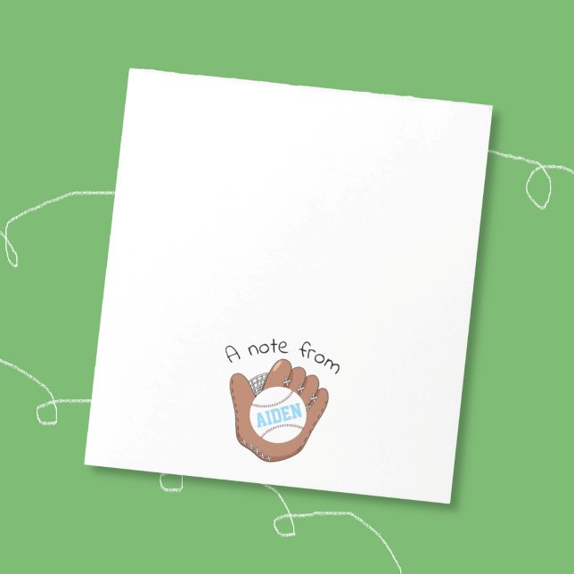 Baseball and Mitt Personalized Boy Notepad (Cute baseball personalized notepad for kids . )