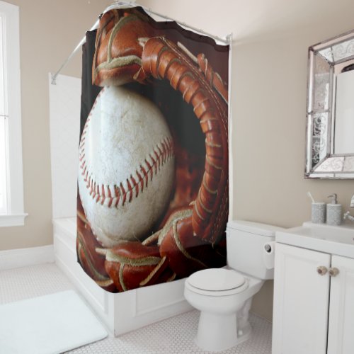 Baseball and Mitt Shower Curtain