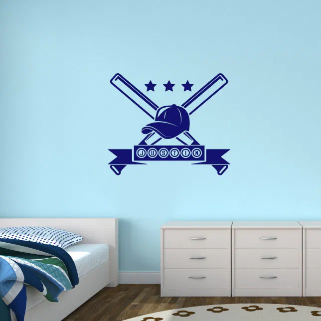 Baseball And Name Banner Large Sports Wall Decal Zazzle