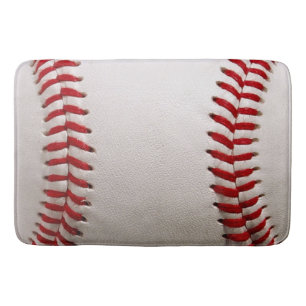 Baseball and Softball Red Stitching Bath Mat
