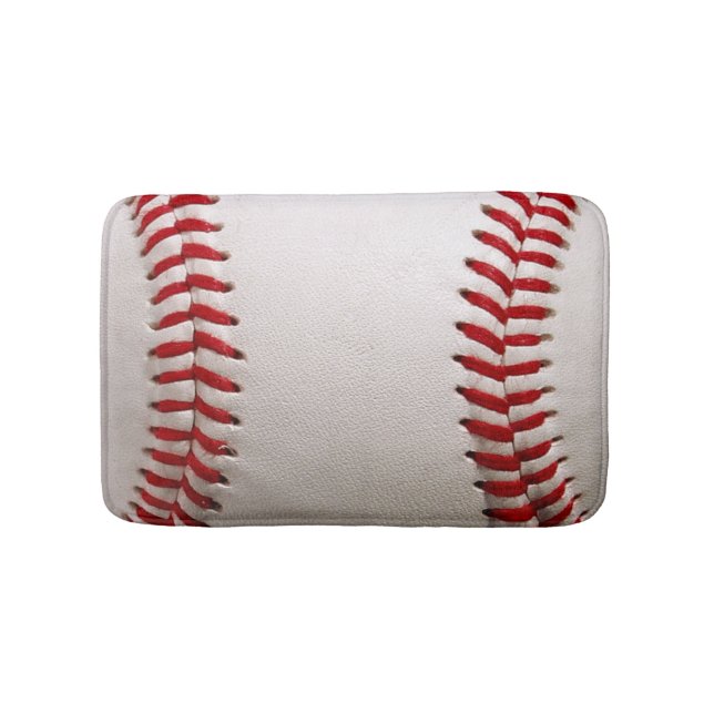 Baseball and Softball Red Stitching Bath Mat (Front)