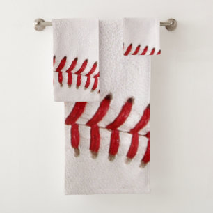 Baseball and Softball Red Stitching Bath Towel Set
