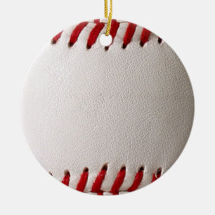 Baseball and Softball Red Stitching Ceramic Ornament