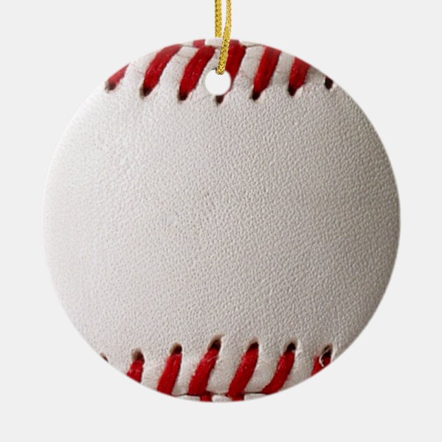 Baseball and Softball Red Stitching Ceramic Ornament (Front)