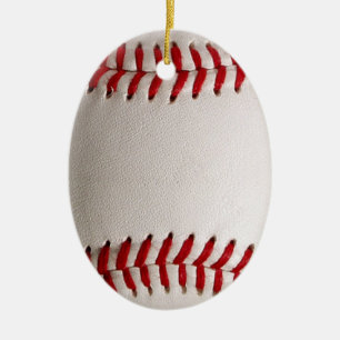 Baseball and Softball Red Stitching Ceramic Ornament