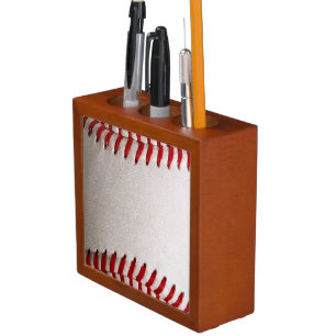 Baseball and Softball Red Stitching Desk Organizer