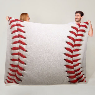 Baseball and Softball Red Stitching Fleece Blanket