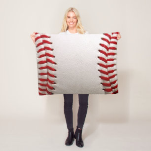 Baseball and Softball Red Stitching Fleece Blanket