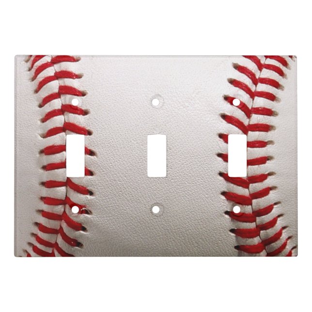 Baseball and Softball Red Stitching Light Switch Cover (Front)