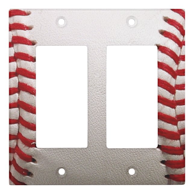 Baseball and Softball Red Stitching Light Switch Cover (Front)
