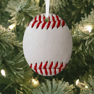 Baseball and Softball Red Stitching Metal Ornament