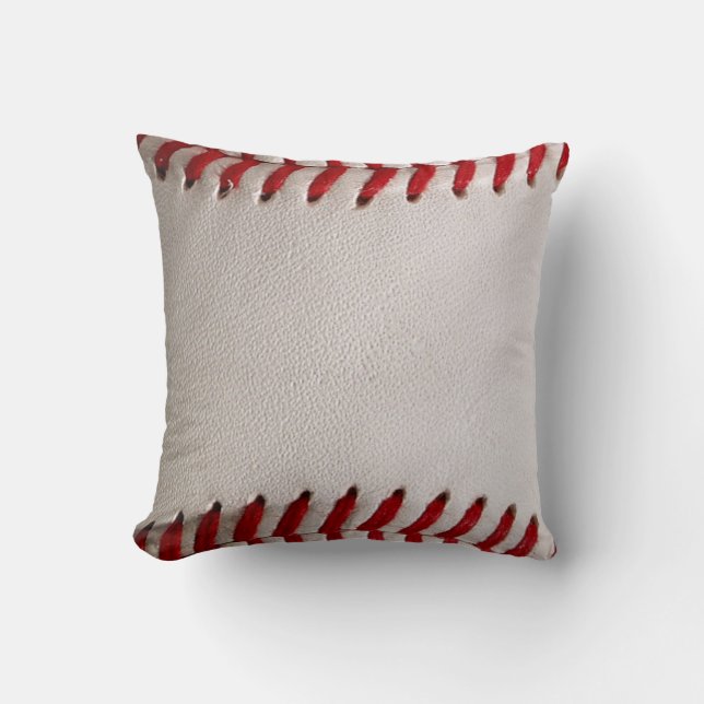 Baseball and Softball Red Stitching Throw Pillow (Front)