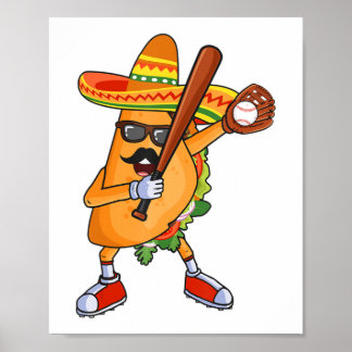 Baseball and Tacos Dabbing Cinco de Mayo for kids Poster