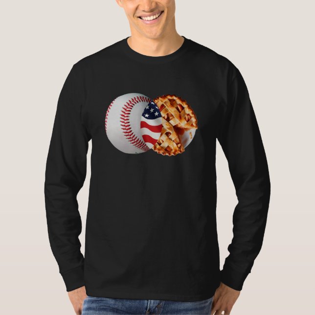 Baseball Apple Pie American Flag July 4th USA Men  T-Shirt (Front)