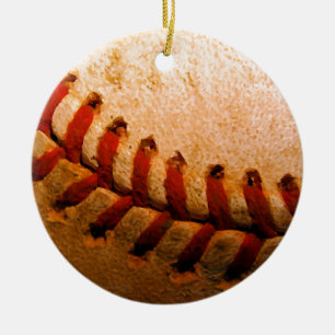 Baseball Art Ceramic Ornament