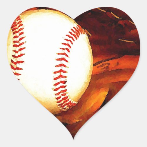 Baseball Art Heart Sticker