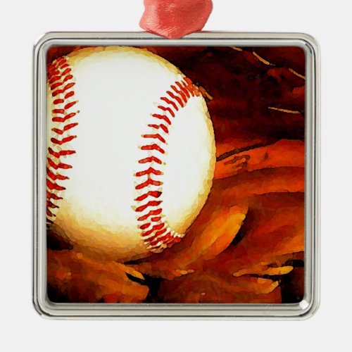 Baseball Art Metal Ornament