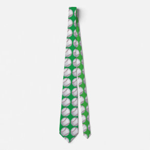 Baseball Art Pattern Green Tie
