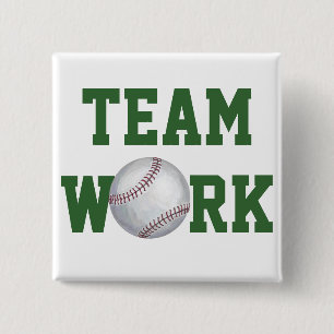 Baseball Art Team Work Button