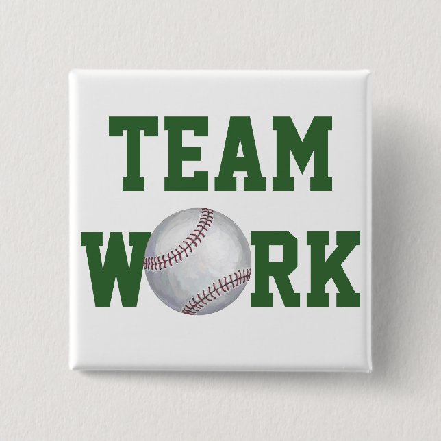 Baseball Art Team Work Button (Front)