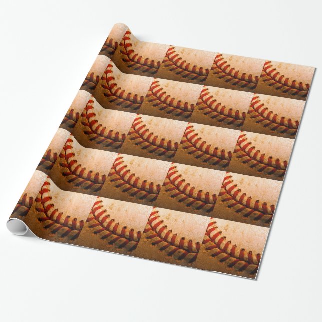 Baseball Art Wrapping Paper (Unrolled)
