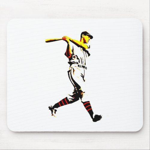 Baseball Artwork _ Baseball Player Mouse Pad