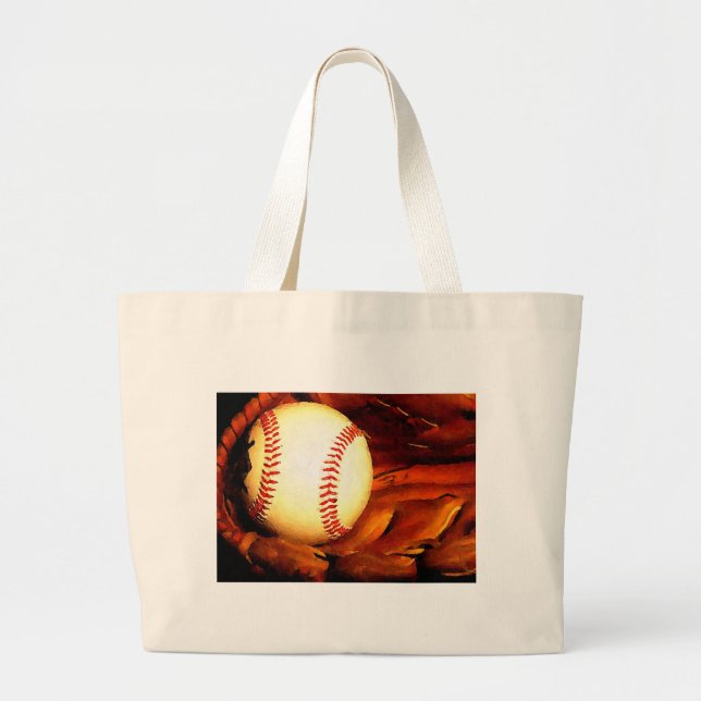 Baseball Artwork Large Tote Bag (Front)