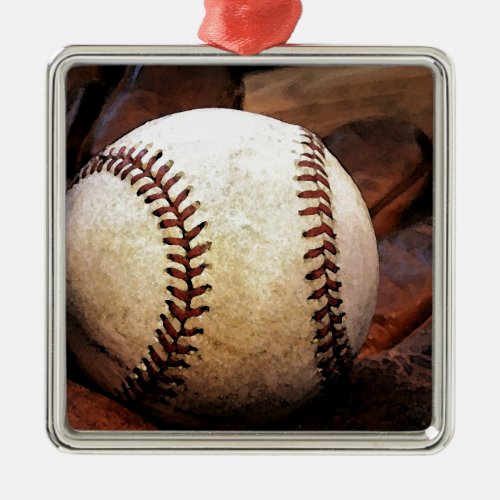 Baseball Artwork Metal Ornament