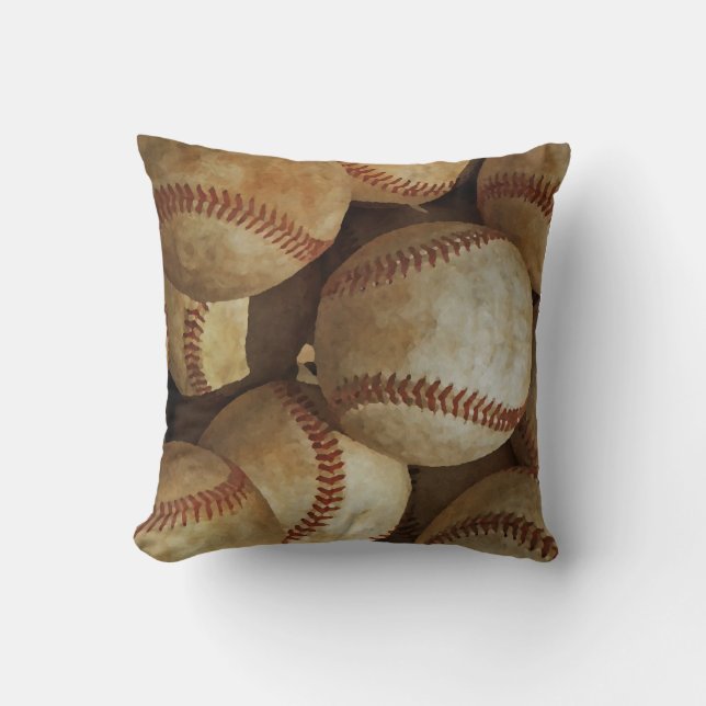 Baseball Artwork Throw Pillow (Front)