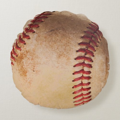 Baseball Artwork Vintage Round Pillow