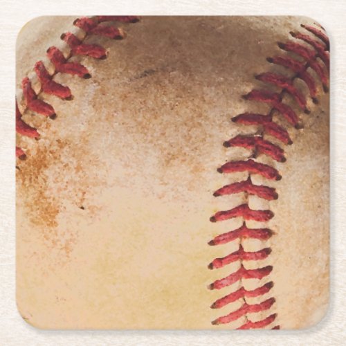 Baseball Artwork Vintage Square Paper Coaster