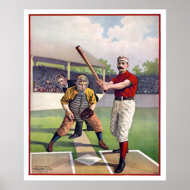 BASEBALL at HOME PLATE in 1895 Poster (Front)